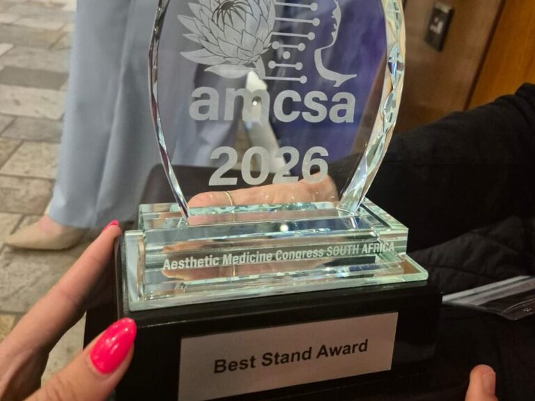 Best Stand Award trophy won by Rite Aid Health Care and I-Touch 360 at AMCSA 2026