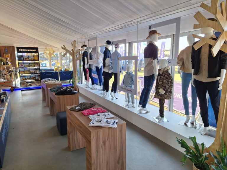 10x20m custom New Holland brand activation marquee with raised floor and timber finishes – Bredasdorp
